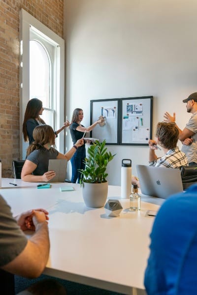 Group of people being productive & successful in an office environment