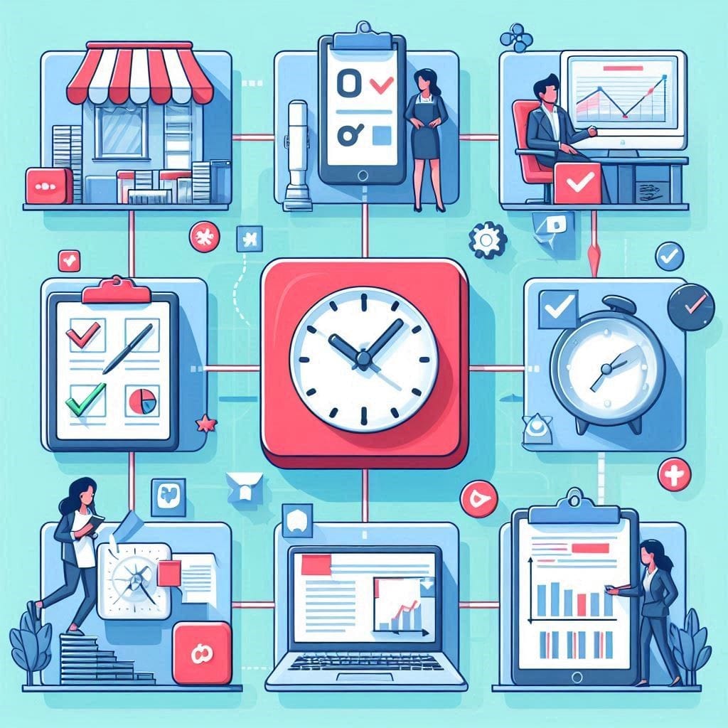 Image showing the Benefits of Time Blocking Method with a box for each task.